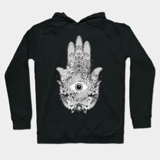 artistically decorated hand of Fatima with eye Hoodie